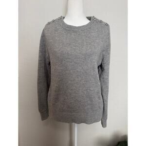 J.Crew - Gray  wool rhinestone button sweater – Medium